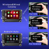 SCUMAXCON 7" Car Stereo Wireless Carplay Android Auto Android 13  Bluetooth GPS Navigation for VW Jetta Golf Passat Caddy Tiguan
