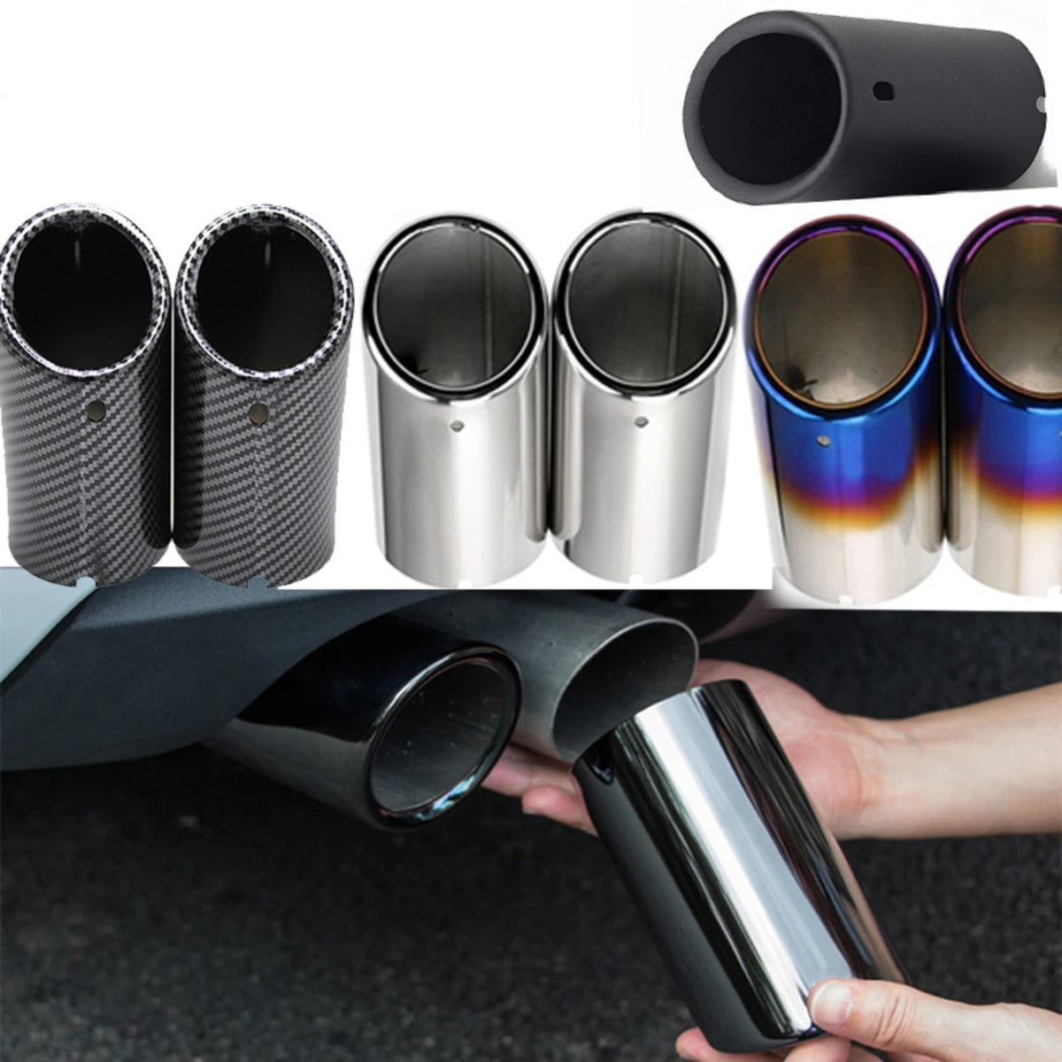 YUNG YI Universal Fit 4-Inch Round Stainless Steel Exhaust Muffler Tip – Resonated MT-556
