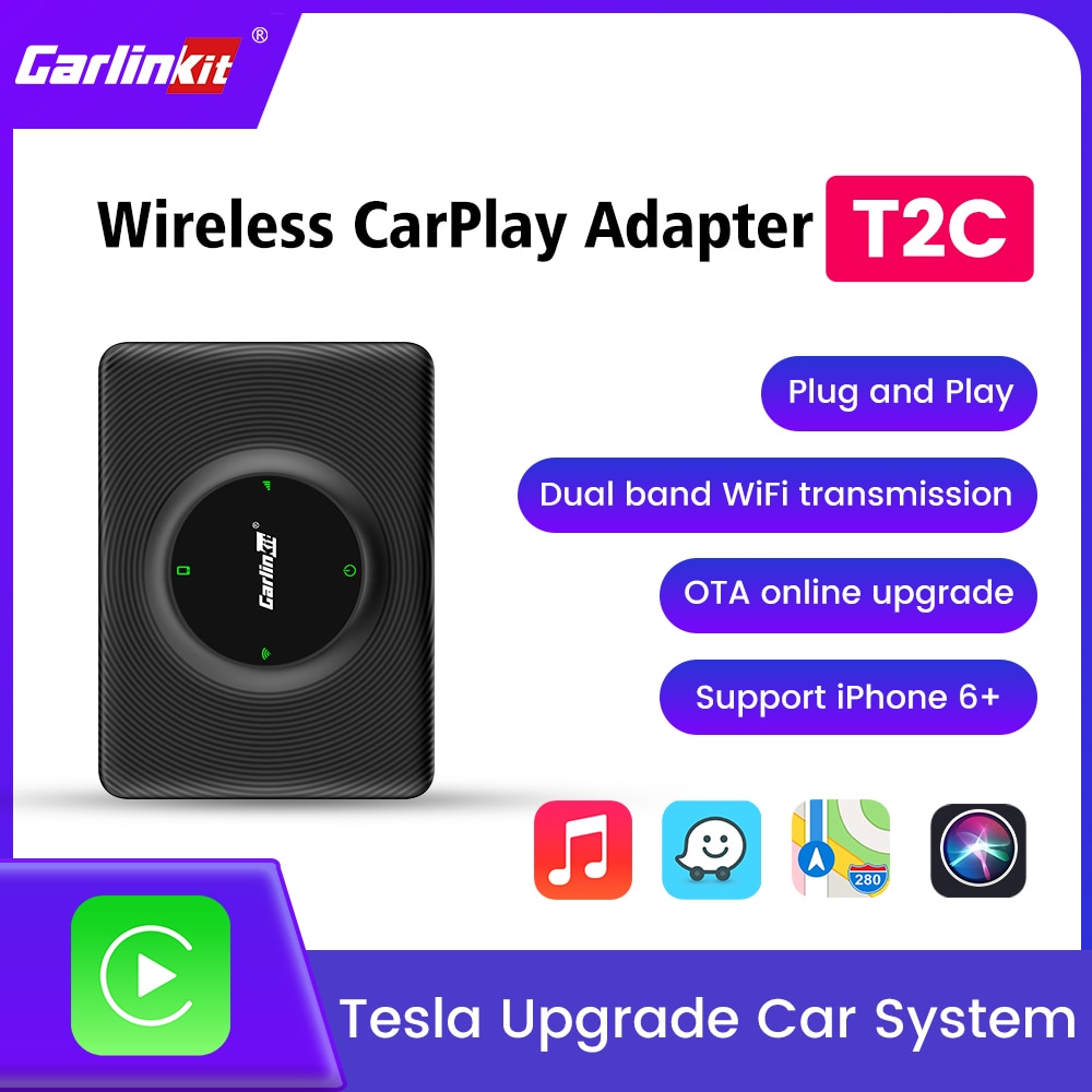 T2C Mini Carplay Wireless Box WiFi Bluetooth Adapter For Tesla
