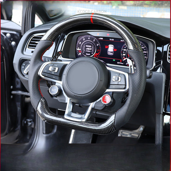For Volkswagen Golf 7.5 GT-I MK7 V-W Pol-o GT-S GT-D GT-E Scirocc-o R Passa-t CC R-Line LED  Carbon Fiber Steering Wheel