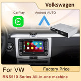 SCUMAXCON Wireless CarPlay&Android Auto Interface Compatible with VW Volkswagen Skoda SEAT OEM 7'' RNS510 Monitor Fit for Phaeton Golf Jetta Passat Tiguan Octavia,Support Bluetooth Audio  Wireless CarPlay & Android Auto Upgrade Kit