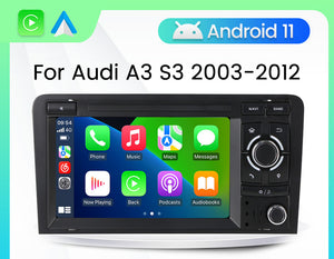 SCUMAXCON Android 11 7" SCREEN  Car Radio 2+32G  Multimedia Video Player Stereo  CARPLAY  Android AUTO for Audi A3 2003-2011 4 Cores DSP GPS Navigation