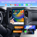 SCUMAXCON 15.6 Inch Touch Screen Android Wireless Carplay&Android Auto GPS Navigation Screen Upgrade Multimedia Player Car Radio Head Unit for GMC Sierra Chevrolet Silverado 2019 2020 2021 2022 2023