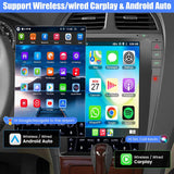 SCUMAXCON Wireless CarPlay & Android Auto Car Radio, Android 14 Octa-core, 12.8 Inch 1280×800 QLED Touch Screen Stereo, GPS Navigation with Backup Camera, For Lexus ES ES240 ES300 ES330 ES350 2006-2012