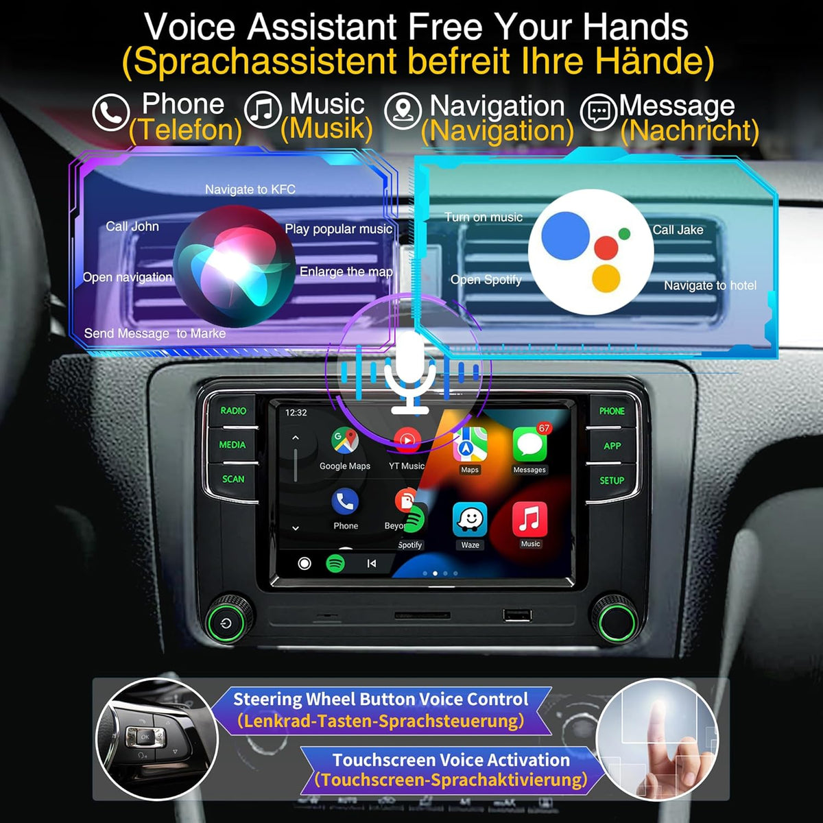SCUMAXCON 6,5 Zoll RCD330 RCD360 PRO2 grünes Licht Autoradio Carplay ...