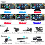 SCUMAXCON Portable Car Stereo Wireless CarPlay Android Auto Airplay Android Cast with Backup Cam IPS Touchscreen GPS Navigation Bluetooth USB AUX Built-in Speaker