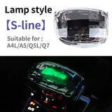SCUMAXCON Crystal Schalthebelgriff Stick Head Beleuchtete Abdeckung mit RS Sline Aufkleber für Audi A4 A6 Q5 A5 Q7 Q8 A8 Innenzubehör