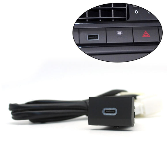 SCUMAXCON Schnelles Autoladegerät QC3.0 Typ C PD Dual-USB-Schnittstelle Buchse Autotelefon Schnellladeadapter Taste für VW Volkswagen POLO 11-13 