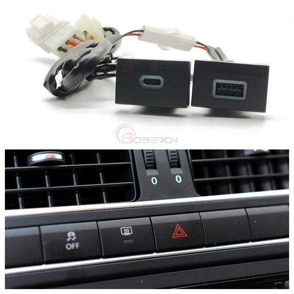 SCUMAXCON Quick Car Charger Type C PD Dual USB Interface Socket Auto  Phone Fast Charging Adapter Button For VW Volkswagen POLO 11-13