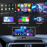 SCUMAXCON Portable Car Stereo Wireless CarPlay Android Auto Airplay Android Cast with Backup Cam IPS Touchscreen GPS Navigation Bluetooth USB AUX Built-in Speaker