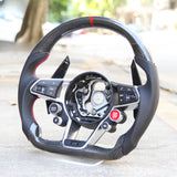SCUMAXCON Kohlefaser-Leder-Lenkrad-Set, Starttasten, Sport, für Audi R8 TTS TT A3 A4 A5 A6 A7 S3 S4 S5 S6 S7 2006–2021 Modelle 