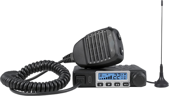 15 Watt GMRS MicroMobile Two-Way Radio - 8 Repeater Channels, 142 Privacy Codes, NOAA Weather Scan + Alert & External Magnetic Mount Antenna (Single Pack) (Black)