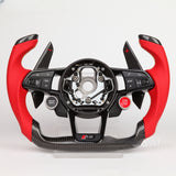 SCUMAXCON Kohlefaser-Leder-Lenkrad-Set, Starttasten, Sport, für Audi R8 TTS TT A3 A4 A5 A6 A7 S3 S4 S5 S6 S7 2006–2021 Modelle 