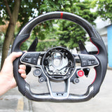 SCUMAXCON Kohlefaser-Leder-Lenkrad-Set, Starttasten, Sport, für Audi R8 TTS TT A3 A4 A5 A6 A7 S3 S4 S5 S6 S7 2006–2021 Modelle 