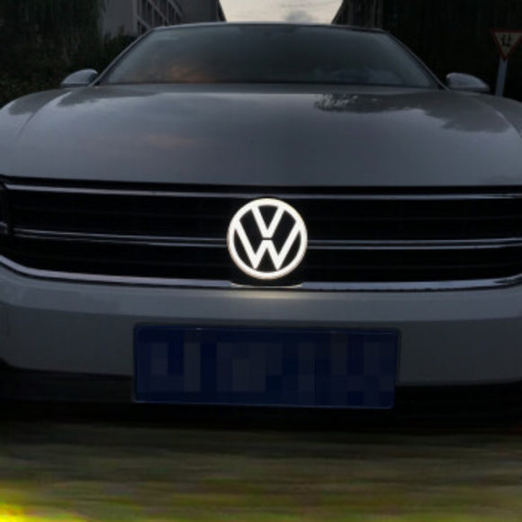 SCUMAXCON 15,5 cm schwarzer Emblem-Logo-Licht-Kofferraumaufkleber für VW Golf Jetta Tiguan Lavida Passat CC VW LED dynamisches Licht VW 5D-Logo-Licht 