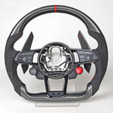 SCUMAXCON Carbon Fiber Leather Steering Wheel Kit Start Buttons Sport For Audi R8 TTS TT A3 A4 A5 A6 A7 S3 S4 S5 S6 S7 2006-2021 Models