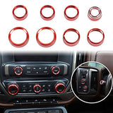 Silverado Radio AC Knobs Air Conditioner Switch Button for 2014-2018 Chevy Silverado, Aluminum Alloy, Red 8pcs ,Sliver 8pcs ,Blue 8pcs