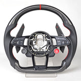 SCUMAXCON Carbon Fiber Leather Steering Wheel Kit Start Buttons Sport For Audi R8 TTS TT A3 A4 A5 A6 A7 S3 S4 S5 S6 S7 2006-2021 Models