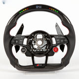 SCUMAXCON Carbon Fiber Leather Steering Wheel Kit Start Buttons Sport For Audi R8 TTS TT A3 A4 A5 A6 A7 S3 S4 S5 S6 S7 2006-2021 Models