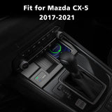 Kabelloses Autoladegerät für Mazda CX5 CX-5 2017–2021, Mittelkonsolen-Zubehör, kabelloses Telefon-Ladepad für Mazda CX5 2017 2018 2019 2020 2021 mit USB-Anschluss