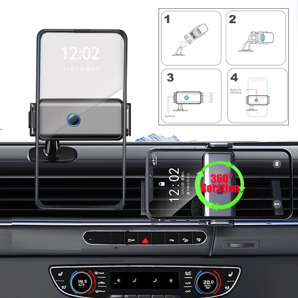 Elektrische Auto-Entlüftungs-Armaturenbrett-Telefonhalterung, 360°-Drehung, Einhandbedienung, unterstützt ALLE Telefone für iPhone 13 12 11 Pro Max X 7 8 Xiaomi Huawei Samsung