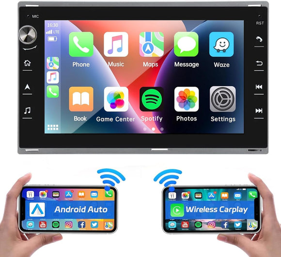 SCUMAXCON Autoradio Stereo Android 9 2 + 32 GB 7 Zoll Carplay & Android Auto RDS FM Bluetooth WiFi NAVI Rückfahrkamera USB SD für alten Passat B5 Polo Bora Größe: 116 mm x 188 mm 
