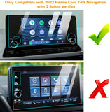 Civic-Displayschutzfolie, blendfreies, kratzfestes gehärtetes Glas, 9H-Härte, blendfreies, kratzfestes gehärtetes Glas, Navigation, Civic-Displayschutzfolie, kompatibel mit Honda Civic LX Sport EX 2022 (7 Zoll mit 2-Tasten-Version) 
