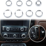 Silverado Radio AC Knobs Air Conditioner Switch Button for 2014-2018 Chevy Silverado, Aluminum Alloy, Red 8pcs ,Sliver 8pcs ,Blue 8pcs