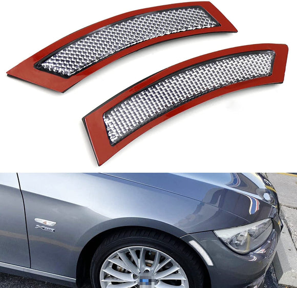 Weiße/klare Linse, Frontstoßstangen-Seitenmarkierungen, kompatibel mit 2007–2012 BMW E92/E93 3er-Coupé 328i 335i, ersetzen OEM-Bernstein-Reflektor-Baugruppe 