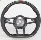 SCUMAXCON Carbon Fiber Leather Steering Wheel Kit Start Buttons Sport For Audi R8 TTS TT A3 A4 A5 A6 A7 S3 S4 S5 S6 S7 2006-2021 Models
