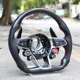 SCUMAXCON Kohlefaser-Leder-Lenkrad-Set, Starttasten, Sport, für Audi R8 TTS TT A3 A4 A5 A6 A7 S3 S4 S5 S6 S7 2006–2021 Modelle 