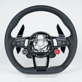 SCUMAXCON Carbon Fiber Leather Steering Wheel Kit Start Buttons Sport For Audi R8 TTS TT A3 A4 A5 A6 A7 S3 S4 S5 S6 S7 2006-2021 Models