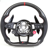 SCUMAXCON Carbon Fiber Leather Steering Wheel Kit Start Buttons Sport For Audi R8 TTS TT A3 A4 A5 A6 A7 S3 S4 S5 S6 S7 2006-2021 Models