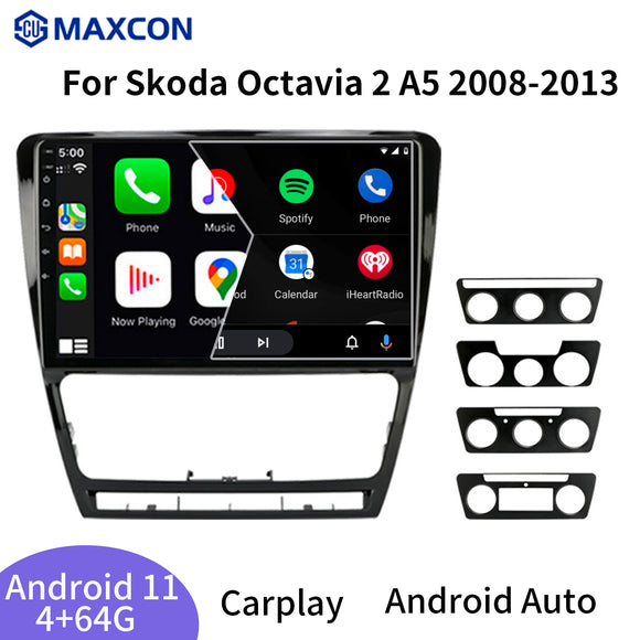 2 Din Android 11 Auto Stereo Radio Carplay Android Auto Multimedia Video Player USB DSP GPS Navigation Für Skoda Octavia 2 2008-2013 Navigation GPS 2din 4G IPS Touchscreen 