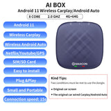 Ai Box Android 11 Upadate to Wireless CarPlay Android Auto 4+64G 4G LTE Wifi Google Play Store Youtube IPTV Netflix for Factory Wired Carplay Android Auto Cars