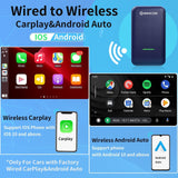 SCUMAXCON Wired to Wireless Carplay Wireless Android Auto 2 in1 Adapter Dongle for Original Wired Carplay/Android Auto Cars,USB Cable and Type-c Cable,Fast Connect, Plug & Play, Low Latency,Easy to Install