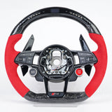 SCUMAXCON Kohlefaser-Leder-Lenkrad-Set, Starttasten, Sport, für Audi R8 TTS TT A3 A4 A5 A6 A7 S3 S4 S5 S6 S7 2006–2021 Modelle 