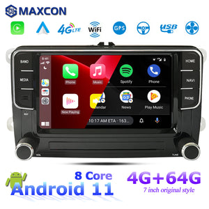 SCUMAXCON 7" Autoradio Stereo Android 11 4+64G Carplay Android Auto Bluetooth WiFi USB GPS IPS Touchscreen RCD330 Style für VW Jetta Golf Passat Caddy Tiguan Transporter CC Altas